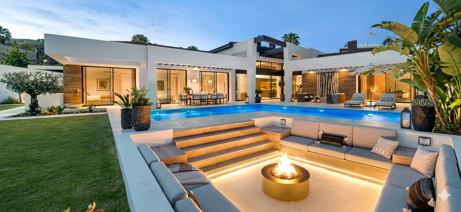 Luxury infinity pool at sunset